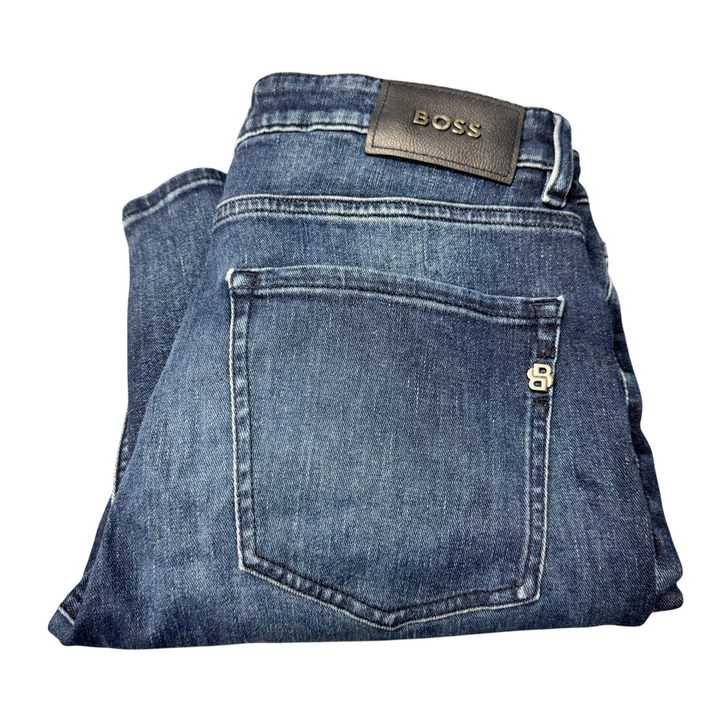 BOSS Jeans Mens 31x30 ACTUAL Delaware Blue Slim Fit Stretch Denim